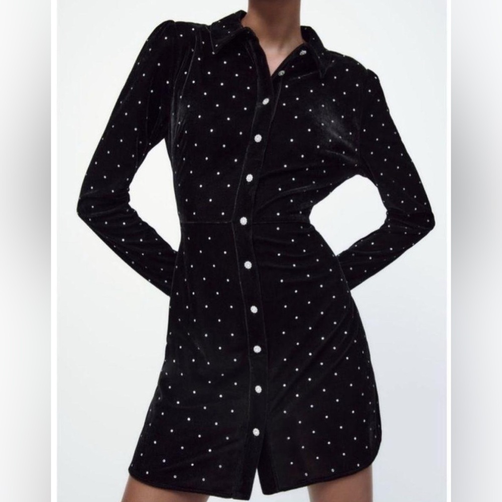 Zara Black Velvet rhinestone dress